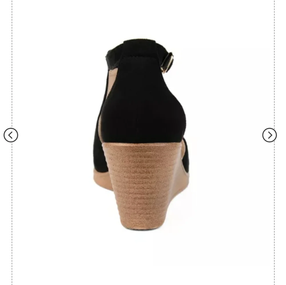 Journee collection black Kedzie Tru Comfort Foam Buckle Open Toe Wedge - Picture 3 of 6